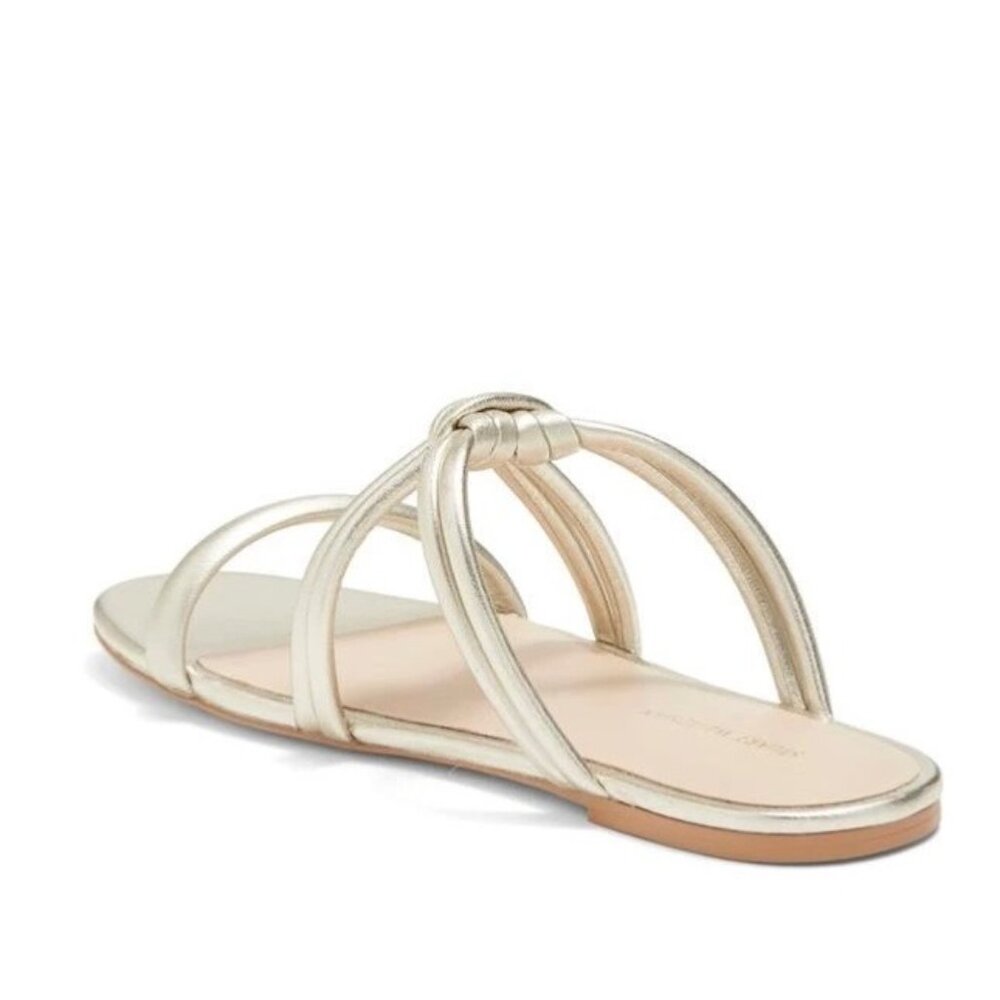 Stuart Weitzman Twist Knot Flat Sandals In Gold S… - image 3